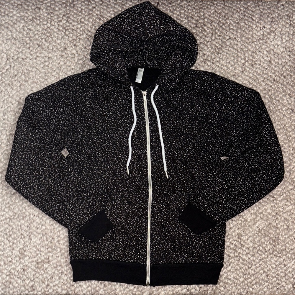 American Apparel - Zip Up Hoodie - Black/White - Sz S